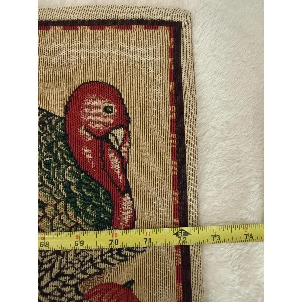 Fall/Harvest/Thanksgiving Woven Tapestry Table Runner 72x13‎ Turkey Pumpkins EUC